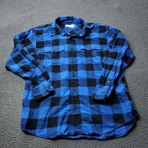 TNA Plaid Button Shirt Blue Mens S Small Long Sleeve